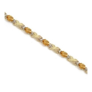 Citrine and Diamond Xoxo Link Bracelet 14k Yellow Gold 6.65ct - All