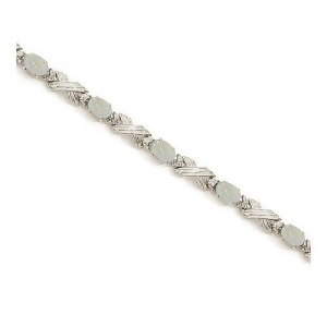 Opal and Diamond Xoxo Link Bracelet in 14k White Gold 6.65ct - All