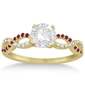 Infinity Diamond and Ruby Gemstone Engagement Ring 18K Yellow Gold 0.21ct - All