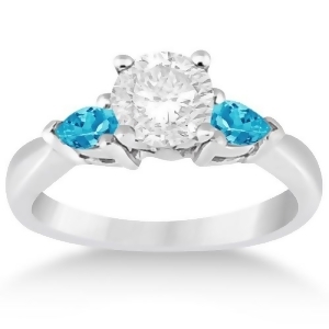 Pear Cut Three Stone Blue Topaz Engagement Ring 14k White Gold 0.50ct - All
