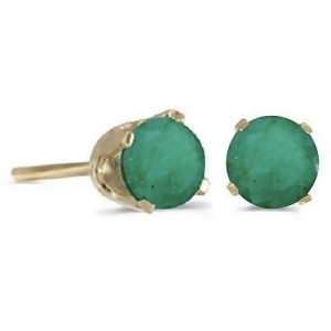 0.96Ct Emerald Stud Earrings May Birthstone 14k Yellow Gold - All