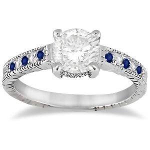 Vintage Blue Sapphire and Diamond Engagement Ring Palladium 0.31ct - All