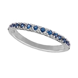 Blue Sapphire Stackable Ring Anniversary Band in Palladium - All