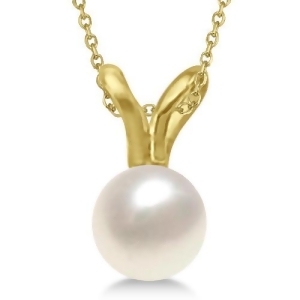 White Akoya Cultured Pearl Solitaire Pendant 14K Yellow Gold 6mm - All