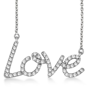 Love Diamond Pendant Necklace 14k White Gold 0.50ct - All