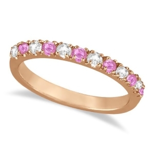Diamond and Pink Sapphire Ring Guard Stackable 14k Rose Gold 0.32ct - All