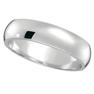 Dome Comfort Fit Wedding Ring Band 14k White Gold 5mm - All