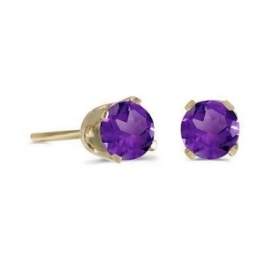Round Amethyst Studs Earrings in 14k Yellow Gold 0.40 ct - All