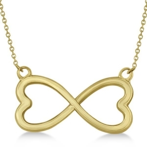 Ladies Heart Shaped Infinity Pendant Necklace in 14K Yellow Gold - All