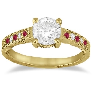 Vintage Ruby and Diamond Engagement Ring 14k Yellow Gold 0.31ct - All