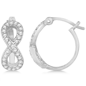 Infinity Shaped Hinged Hoop Diamond Earrings 14k White Gold 0.50ct - All