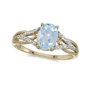 Oval Aquamarine and Diamond Cocktail Ring 14K Yellow Gold 1.20 ctw - All