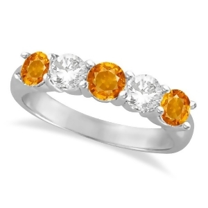 Five Stone Diamond and Citrine Ring 14k White Gold 1.92ctw - All