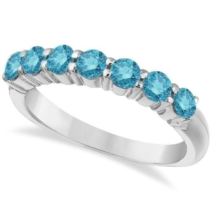 Seven-stone Fancy Blue Diamond Ring Band 14k White Gold 1.00ct - All