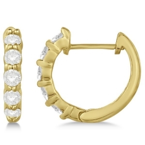 Hinged Hoop Diamond Huggie Style Earrings in 14k Yellow Gold 0.50ct - All