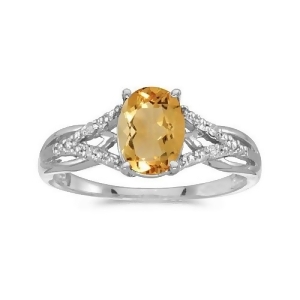 Oval Citrine and Diamond Cocktail Ring 14K White Gold 1.20tcw - All