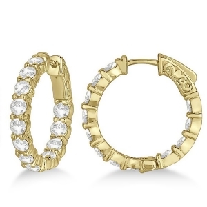 Prong-set Small Diamond Hoop Earrings 14k Yellow Gold 3.70ct - All