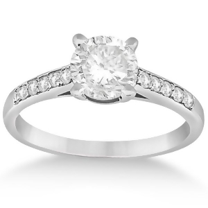Cathedral Pave Diamond Engagement Ring Setting Platinum 0.20ct - All