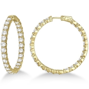 Fancy Prong-Set Large Diamond Hoop Earrings 14k Yellow Gold 10.00ct - All