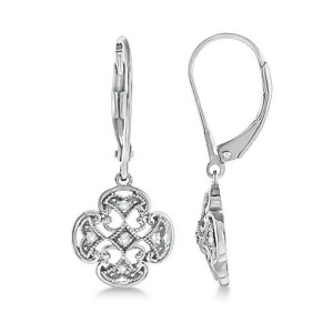 Diamond Four Leaf Clover Earrings in Sterling Silver 0.10ct - All