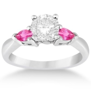 Three Stone Pink Sapphire Engagement Ring 18k White Gold 0.50ct - All