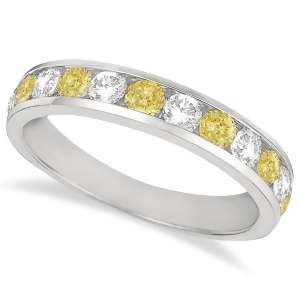 White and Yellow Canary Channel-Set Diamond Ring 14k White Gold 1.05ct - All