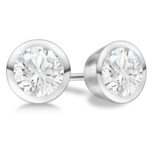 2.50Ct. Bezel Set Diamond Stud Earrings Palladium H Si1-si2 - All