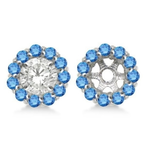 Round Blue Diamond Earring Jackets for 5mm Studs 14K White Gold 0.77ct - All