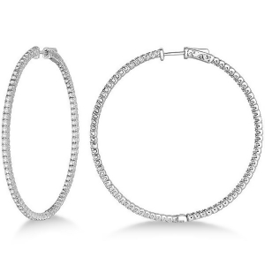 Unique X-Large Diamond Hoop Earrings 14k White Gold 3.00ct - All
