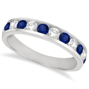 Channel-set Sapphire and Diamond Ring Band 14k White Gold 1.20ctw - All