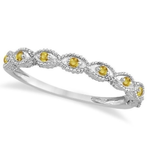 Antique Marquise Shape Yellow Sapphire Wedding Ring Palladium 0.18ct - All