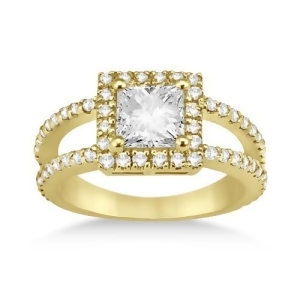 Split Shank Pave Halo Diamond Engagement Ring 14k Yellow Gold 0.75ct - All