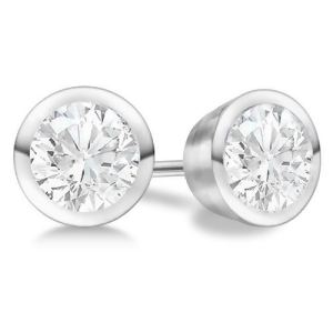 2.50Ct. Bezel Set Diamond Stud Earrings 18kt White Gold H Si1-si2 - All