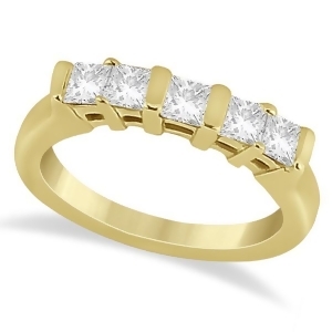 5 Stone Princess Cut Channel Set Diamond Ring 14K Yellow Gold 0.50ct - All