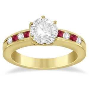 Channel Diamond and Ruby Engagement Ring 14K Yellow Gold 0.40ct - All