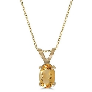 Oval Citrine Solitaire Pendant Necklace in 14K Yellow Gold 0.45ct - All