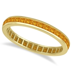 Princess-cut Citrine Eternity Ring Band 14k Yellow Gold 1.36ct - All