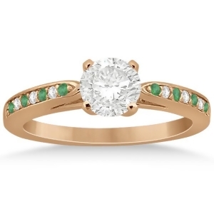 Cathedral Green Emerald Diamond Engagement Ring 14k Rose Gold 0.22ct - All