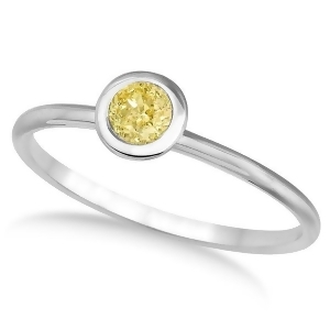 Fancy Yellow Canary Diamond Bezel-Set Solitaire Ring 14k White Gold 0.50ct - All