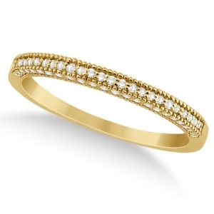 Micro Pave Milgrain Edge Diamond Wedding Ring 14k Yellow Gold 0.18ct - All