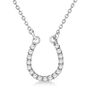 Diamond Horseshoe Pendant Necklace Platinum 0.10ct - All