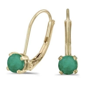 Emerald Lever-Back Drop Earrings 14k Yellow Gold 0.50ctw - All