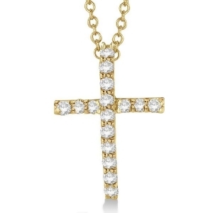 Diamond Cross Pendant Necklace in 14k Yellow Gold 0.25ct - All