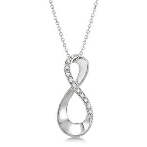 Infinity Diamond Pendant with 18 Inch Chain 14K White Gold 0.05ctw - All