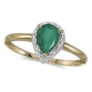 Pear Shape Emerald and Diamond Cocktail Ring 14k Yellow Gold - All