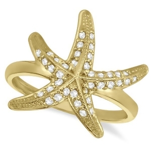 Diamond Starfish Ring 14k Yellow Gold 0.34ct - All