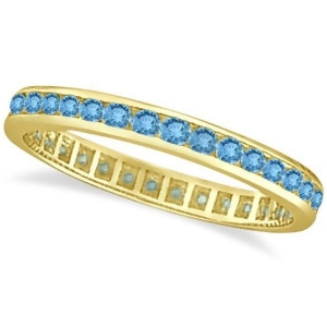 Blue Topaz Channel-Set Eternity Ring Band 14k Yellow Gold 1.00ct - All