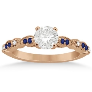 Blue Sapphire Diamond Marquise Engagement Ring 18k Rose Gold 0.24ct - All
