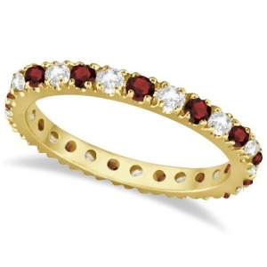 Diamond and Garnet Eternity Ring Guard Band 14K Yellow Gold 0.51ct - All