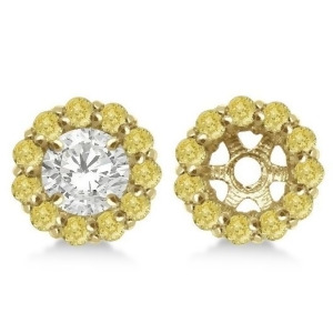 Round Yellow Diamond Earring Jackets for 4mm Studs 14K Y. Gold 0.64ct - All